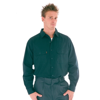 -Cotton Drill Work Shirt, Long Sleeve