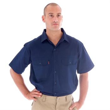 -Cotton Drill Work Shirt, Short Sleeve