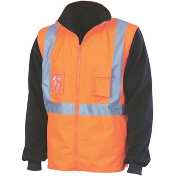 -Hivis  4 In 1  Zip Off Sleeve Reversible Vest, X Back With Additional Tape On Back