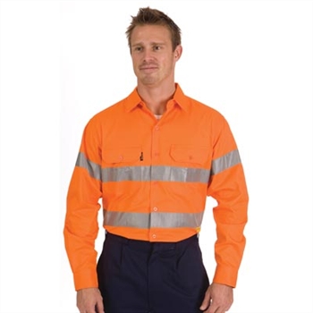 -Hivis Cool-Breeze Cotton Shirt With 3M Reflective Tape, L/S