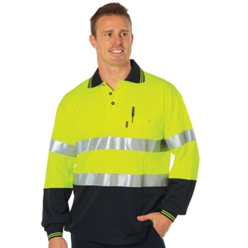 -Hivis Cotton Back Polo W/Generic Ref. Tape Long Sleeve