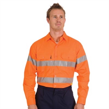 -Hivis Drill Shirt With 3M 8910 R/Tape, Long Sleeve