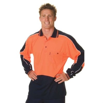 -Hivis Micromesh Panel Polo Shirt, Long Sleeve