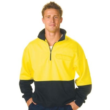 -Hivis Two Tone 1/2 Zip Cotton Fleecy Windcheater