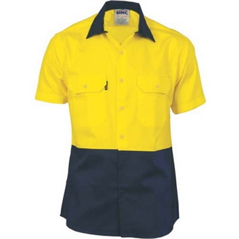 -Hivis Two Tone Cool-Breeze Cotton Shirt, Short Sleeve