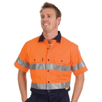 -Hivis Two Tone Cool-Breeze Cotton Shirt With 3M Reflective Tape, S/S