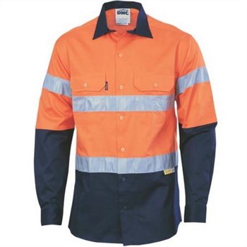 -Hivis Two Tone Cotton Shirt With 3M 8910 R/Tape, Long Sleeve