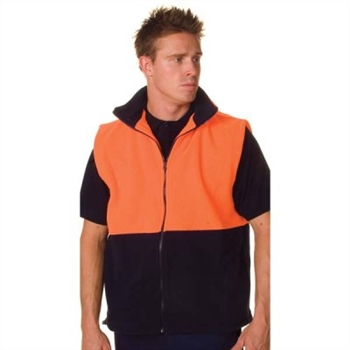 -Hivis Two Tone Full Zip Polar Fleece Vest