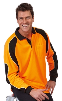 JBs Hi Vis Long Sleeve Arm Panel Polo