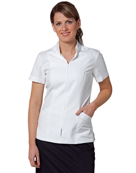 Womens Zip Front Short Sleeve Tunic