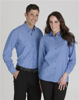 Ladies Long Sleeve &quot;Wrinkle-free&quot; Chambray Shirt