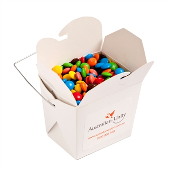 Cardboard Noodle Box Filled With Mini M&amp;Ms 100G