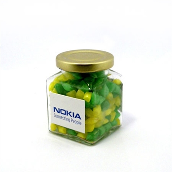 Corporate Coloured Humbug In 140G Square Jar