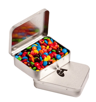 Rectangle Hinge Tin Filled With Mini M&amp;Ms 65G