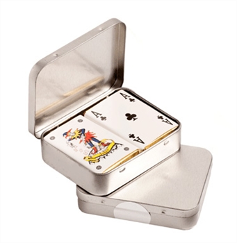 Rectangle Hinge Tin With Chocolate Playing Cards