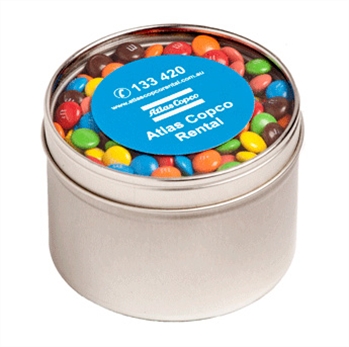 Small Round Window Tin Filled With M&amp;Ms 160G