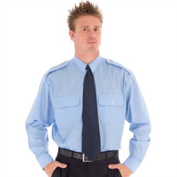 -Epaulette Polyester/Cotton Work Shirt - Long Sleeve