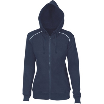 -Ladies Contrast Piping Fleecy Hoodie 300Gsm