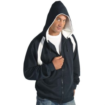 -Mens Contrast Panel Fleecy Top With Hood