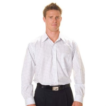 -Mens Yarn Dyed Check Shirt, Long Sleeve