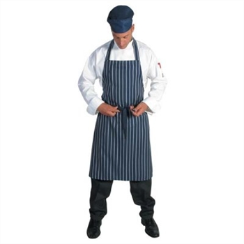 -Pinstripe Full Bib Apron No Pocket