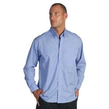 -Polyester Cotton Chambray Business Shirt, Long Sleeve