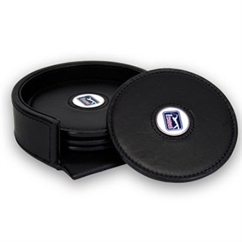 Cmc Designer Leather Coaster Set