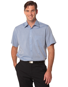 Mens Fine Chambray Short Sleeve Shirt