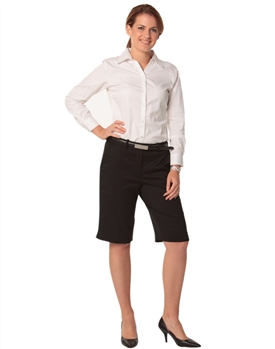 Womens Poly/Viscose Stretch Knee Length Flexi Waist Shorts